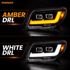 2006-2009 Toyota 4Runner LED Dual Projector Headlights — dual color DRL 2 — H-4RN06-CH