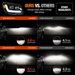 2006-2009 Toyota 4Runner LED Dual Projector Headlights — headlight comparison 2 — H-4RN06-CH