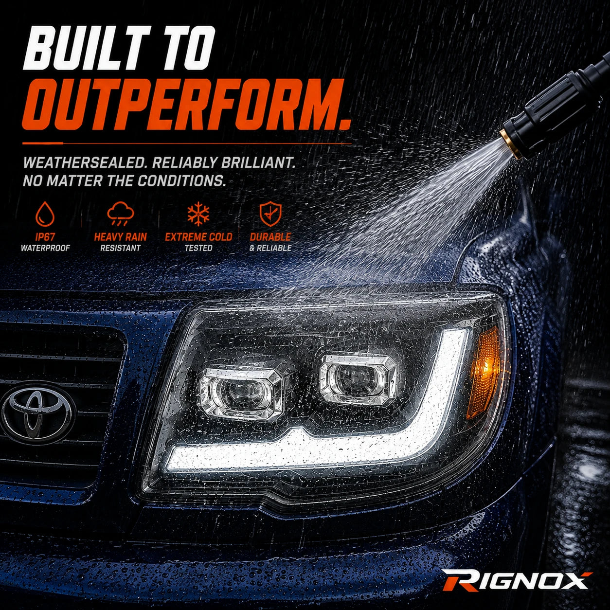 2006-2009 Toyota 4Runner LED Dual Projector Headlights — waterproof test — H-4RN06-CH