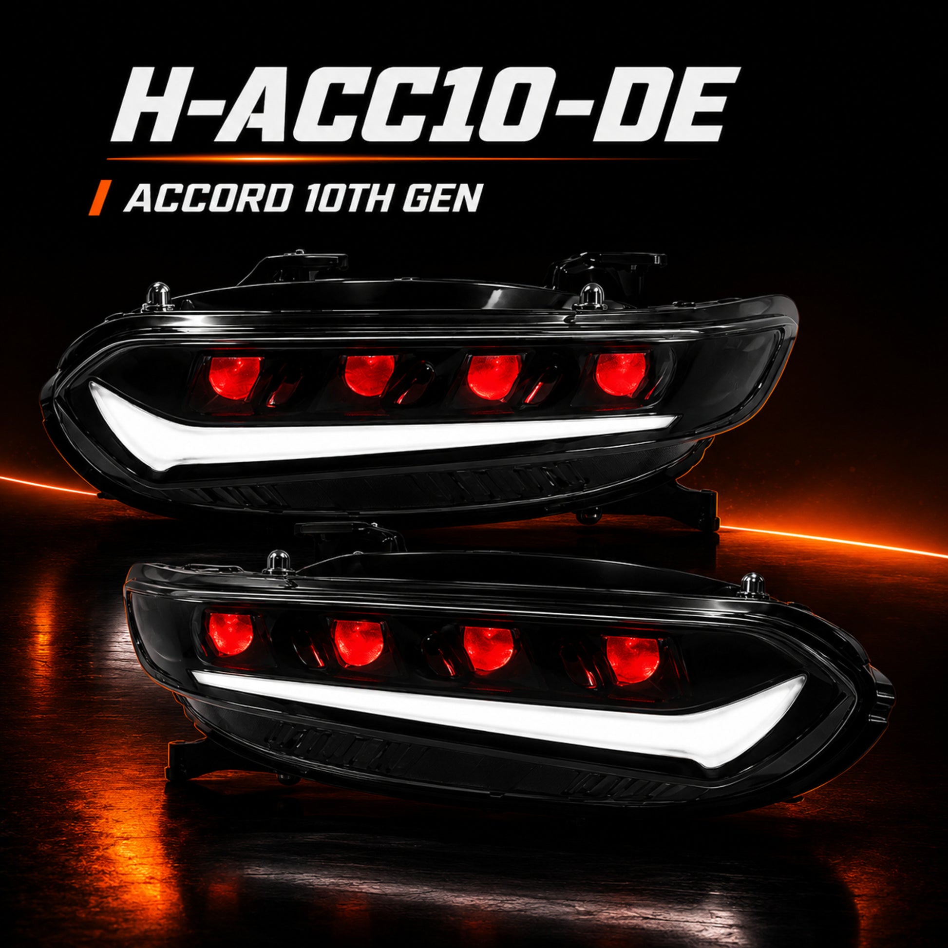 2018-2022 Honda Accord 10th Gen LED Quad Projector Headlights — product view 44 - H-ACC10-DE