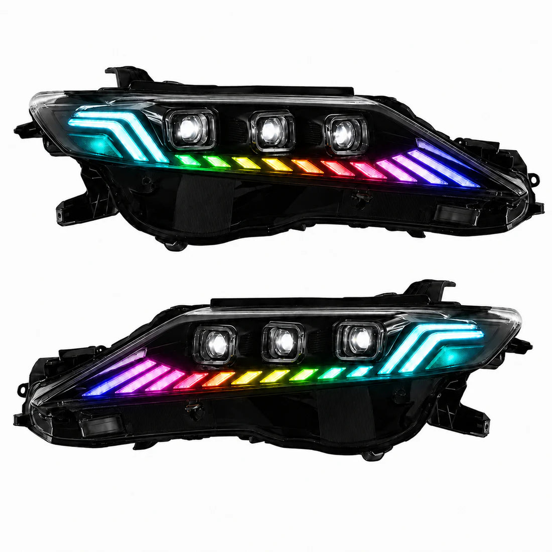 2018-2024 Toyota Camry LED Triple Projector Headlights — main product view — H-CAM18-CRGB