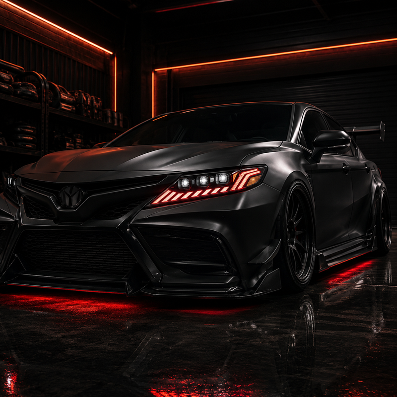2018-2024 Toyota Camry LED Triple Projector Headlights — product view 19 - H-CAM18-CRGB