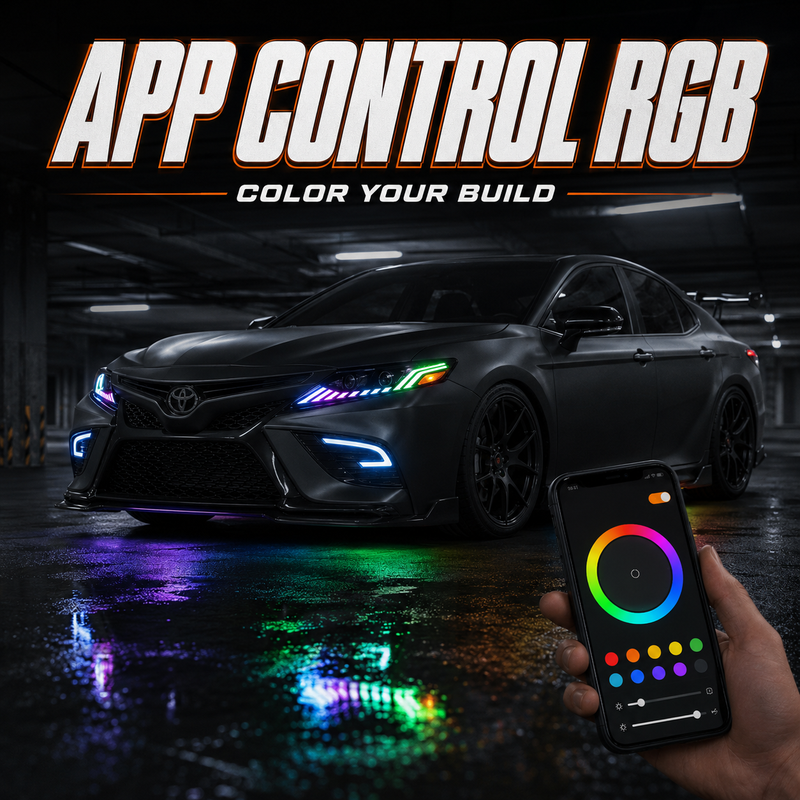2018-2024 Toyota Camry LED Triple Projector Headlights — product view 25 - H-CAM18-CRGB