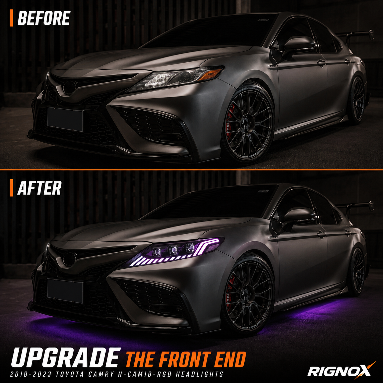 2018-2024 Toyota Camry LED Triple Projector Headlights — product view 17 - H-CAM18-CRGB