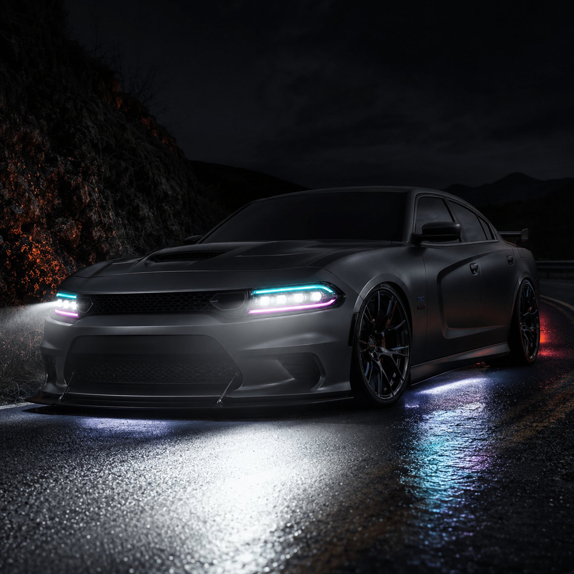 2015-2023 Dodge Charger LED Quad Projector Headlights — product view 22 - H-CHA15-CRGB