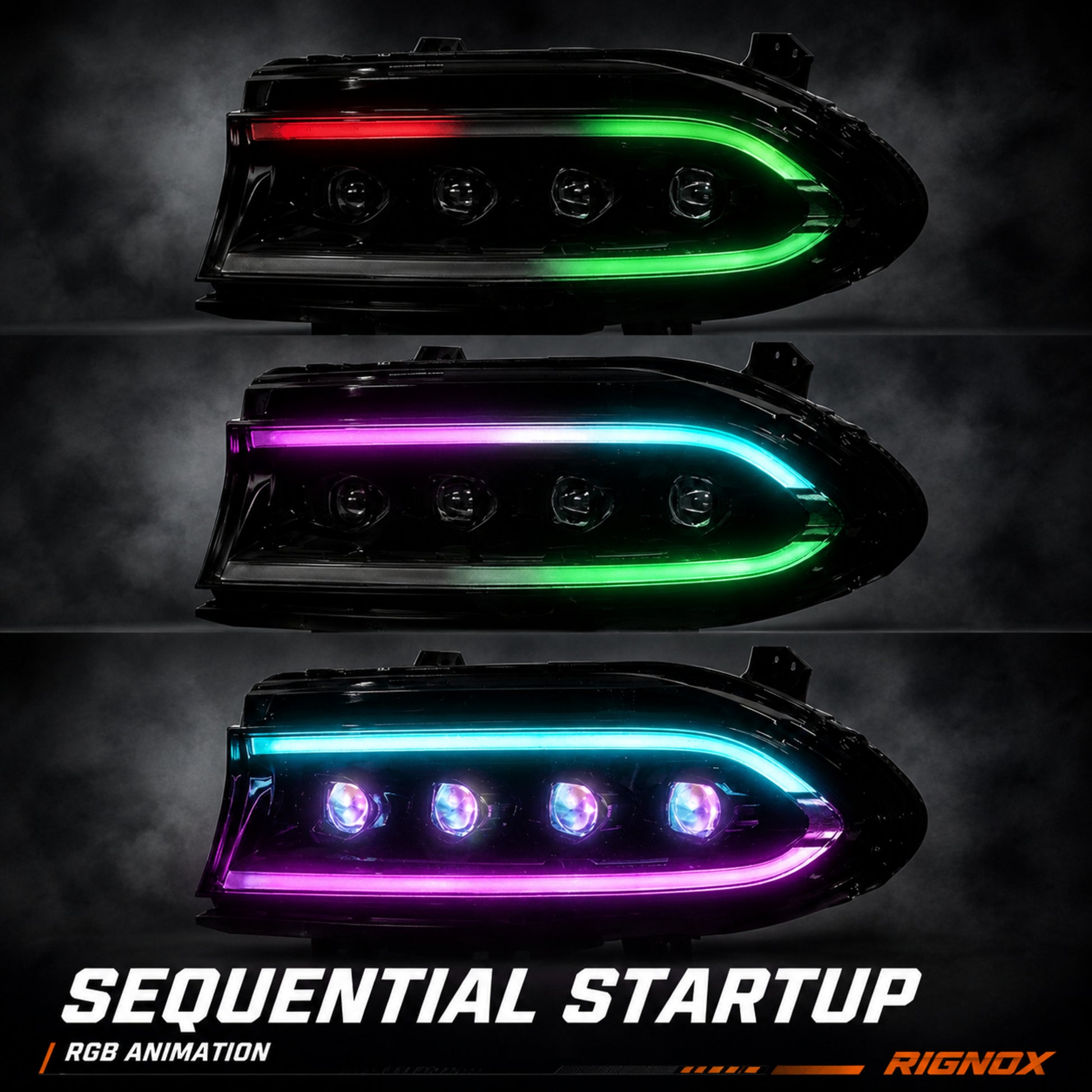 2015-2023 Dodge Charger LED Quad Projector Headlights — product view 26 - H-CHA15-CRGB
