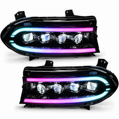 2015-2023 Dodge Charger LED Quad Projector Headlights — main product view — H-CHA15-CRGB