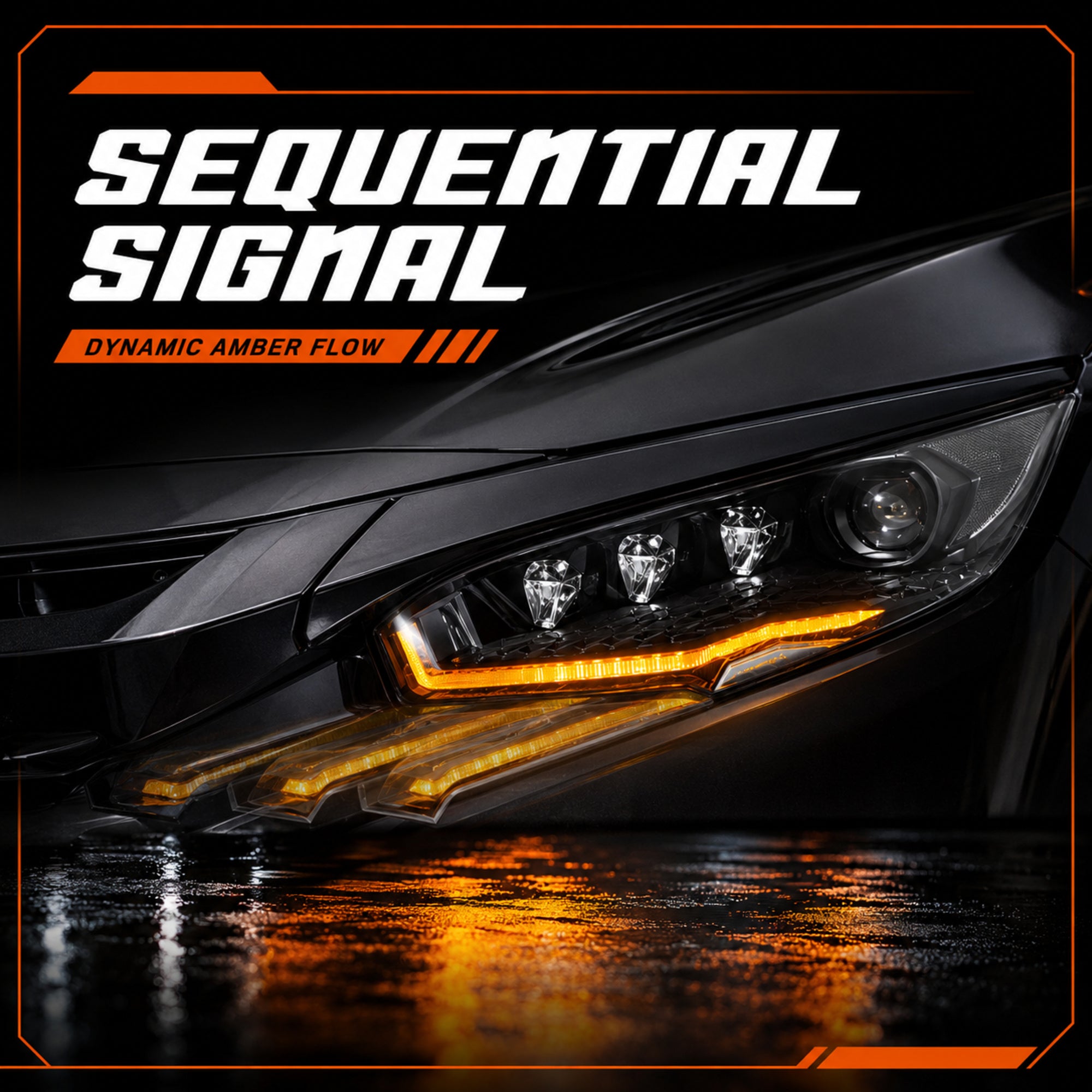 2016-2021 Honda Civic 10th Gen LED Projector Headlights — product view 24 - H-CIV10-RP
