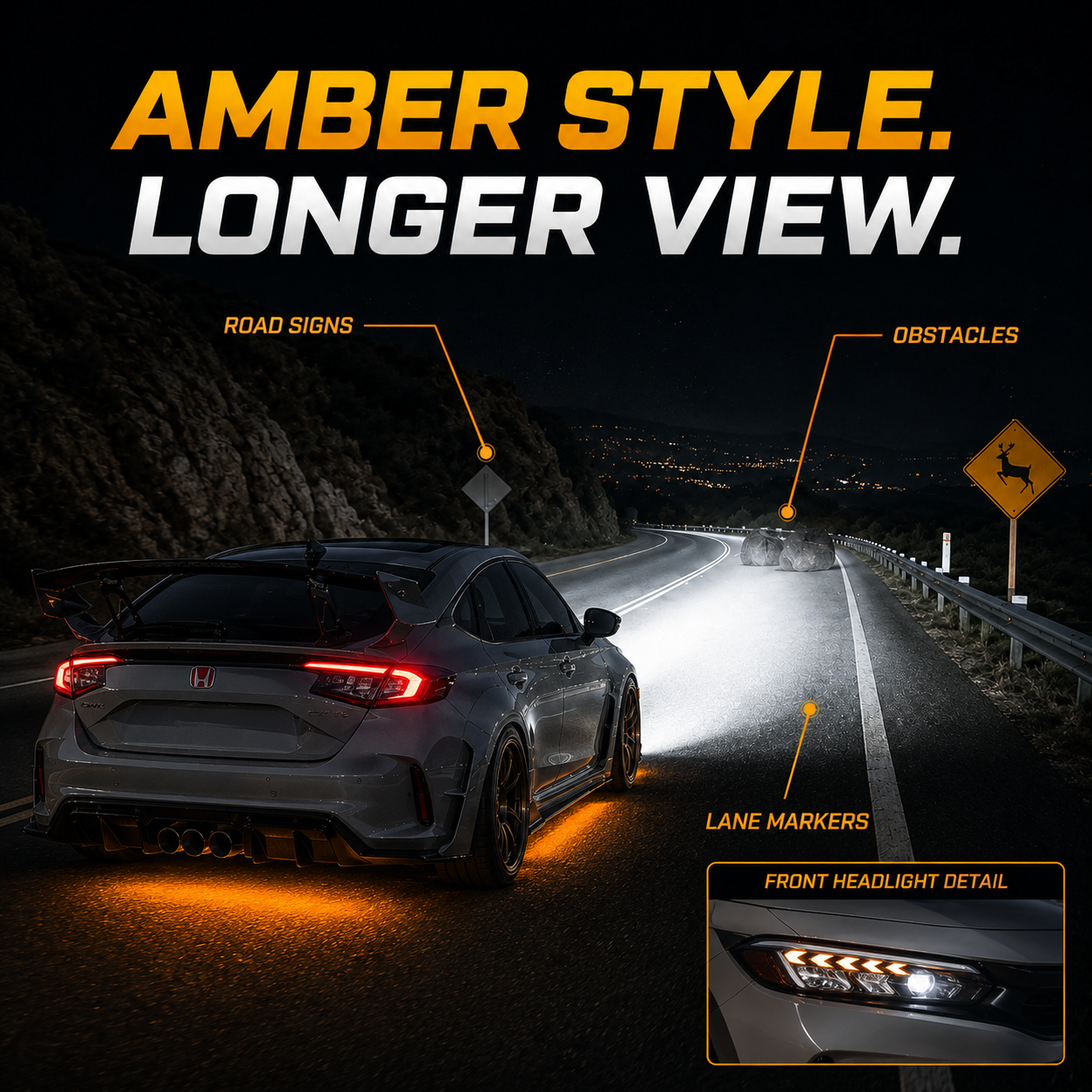 2022-2026 Honda Civic 11th Gen LED Projector Headlights — product view 29 - H-CIV11-A