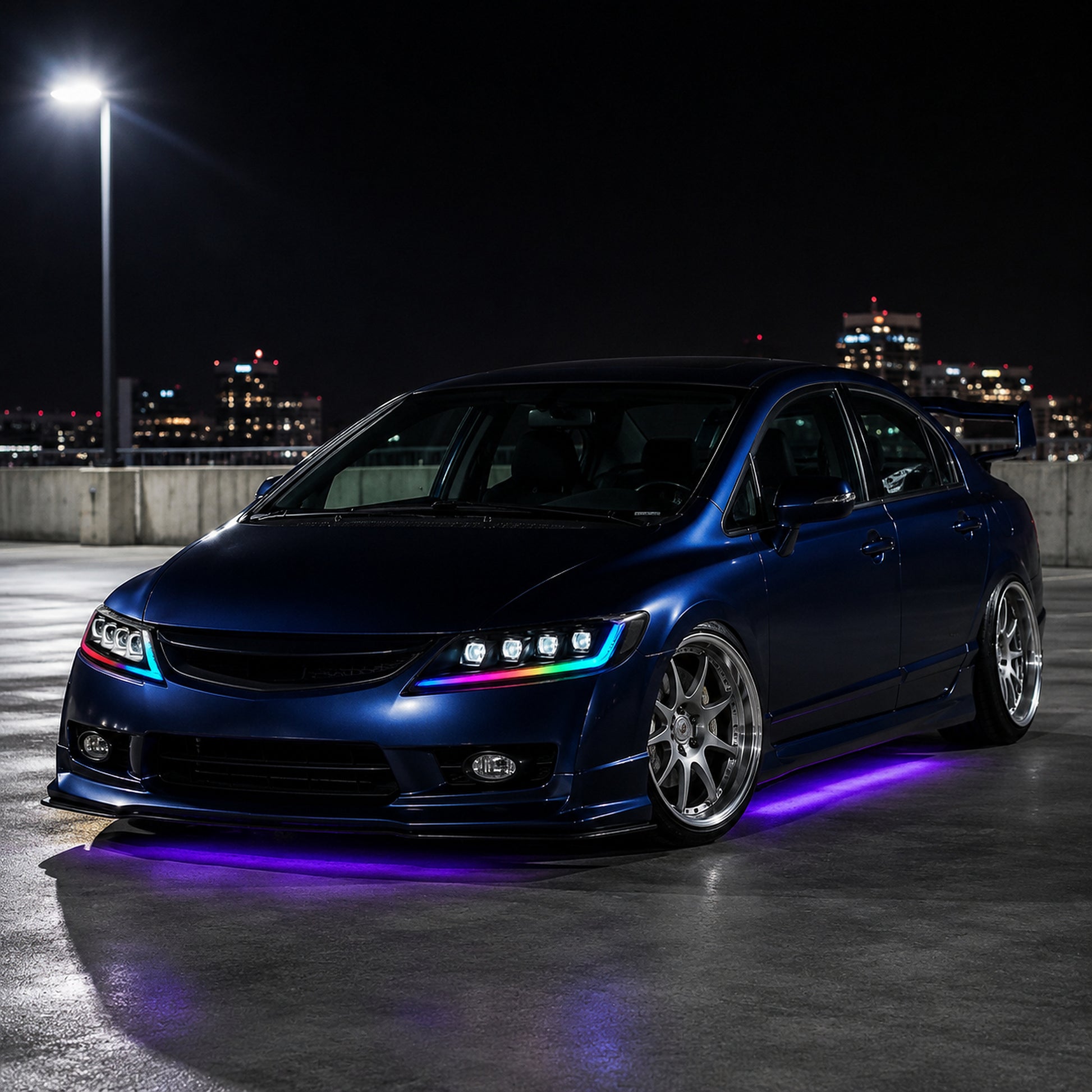 2006-2011 Honda Civic 8th Gen Sedan LED Multi Projector Headlights — product view 27 - H-CIV8-4P-RGB