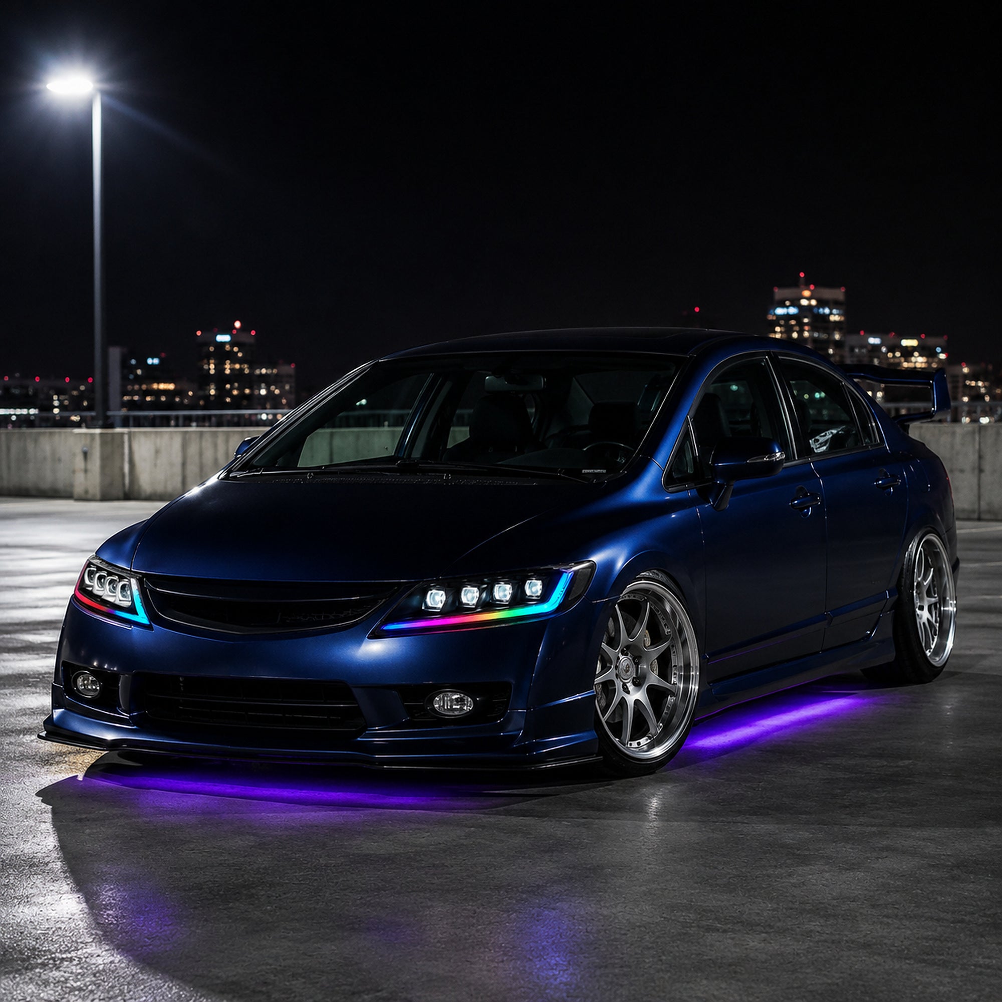2006-2011 Honda Civic 8th Gen Sedan LED Multi Projector Headlights — product view 27 - H-CIV8-4P-RGB