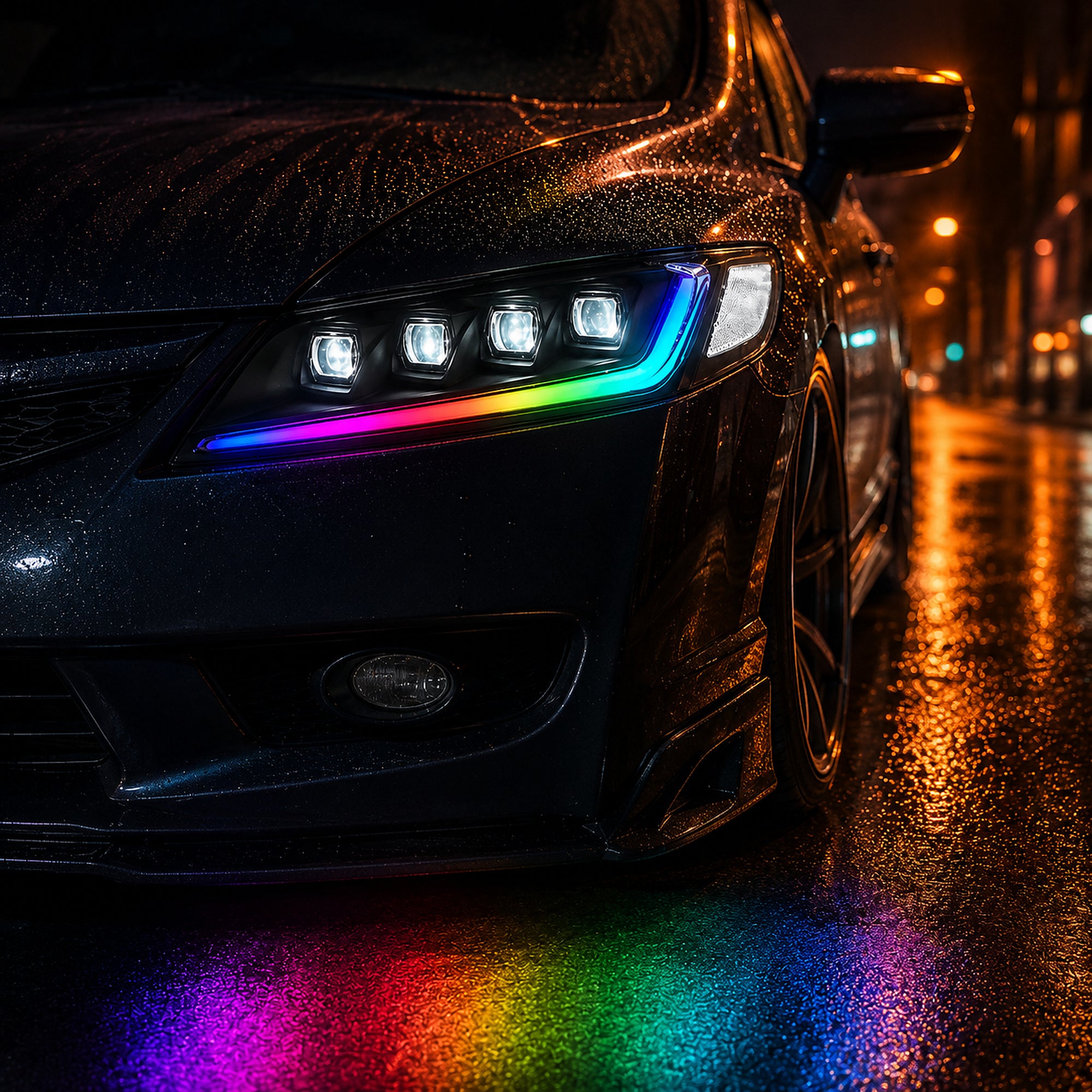 2006-2011 Honda Civic 8th Gen Sedan LED Multi Projector Headlights — product view 29 - H-CIV8-4P-RGB