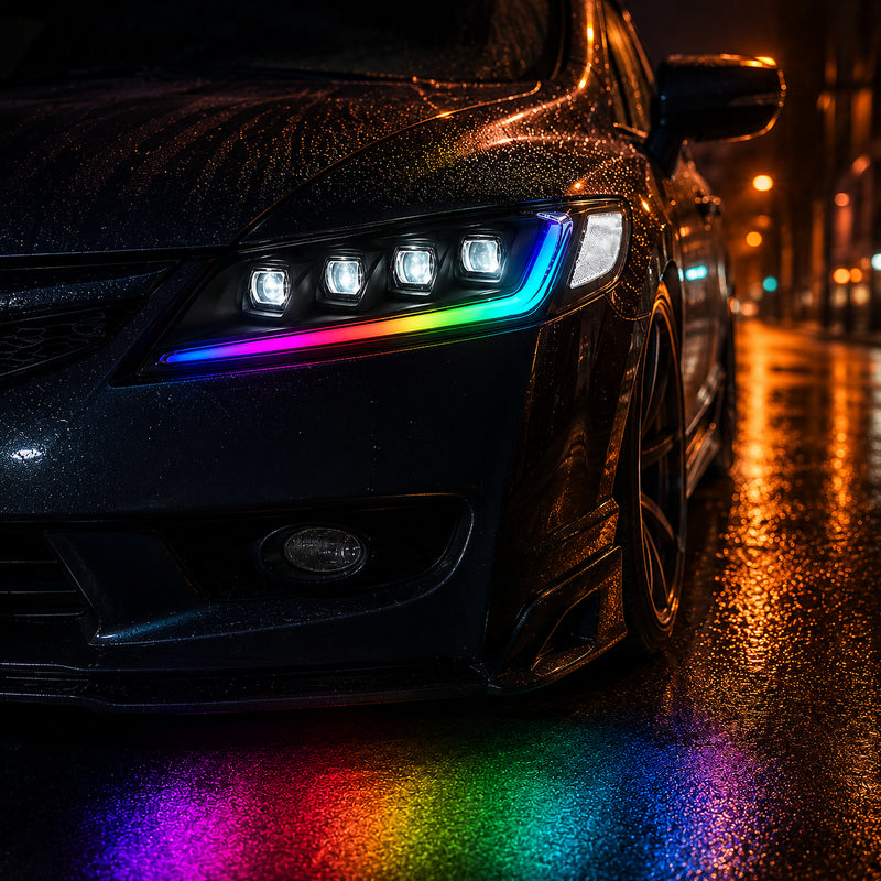 2006-2011 Honda Civic 8th Gen Sedan LED Multi Projector Headlights — product view 29 - H-CIV8-4P-RGB