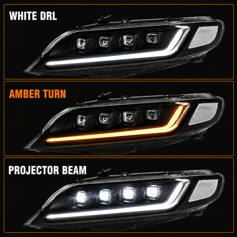 2006-2011 Honda Civic 8th Gen Sedan LED Multi Projector Headlights — product view 32 - H-CIV8-4P-RGB