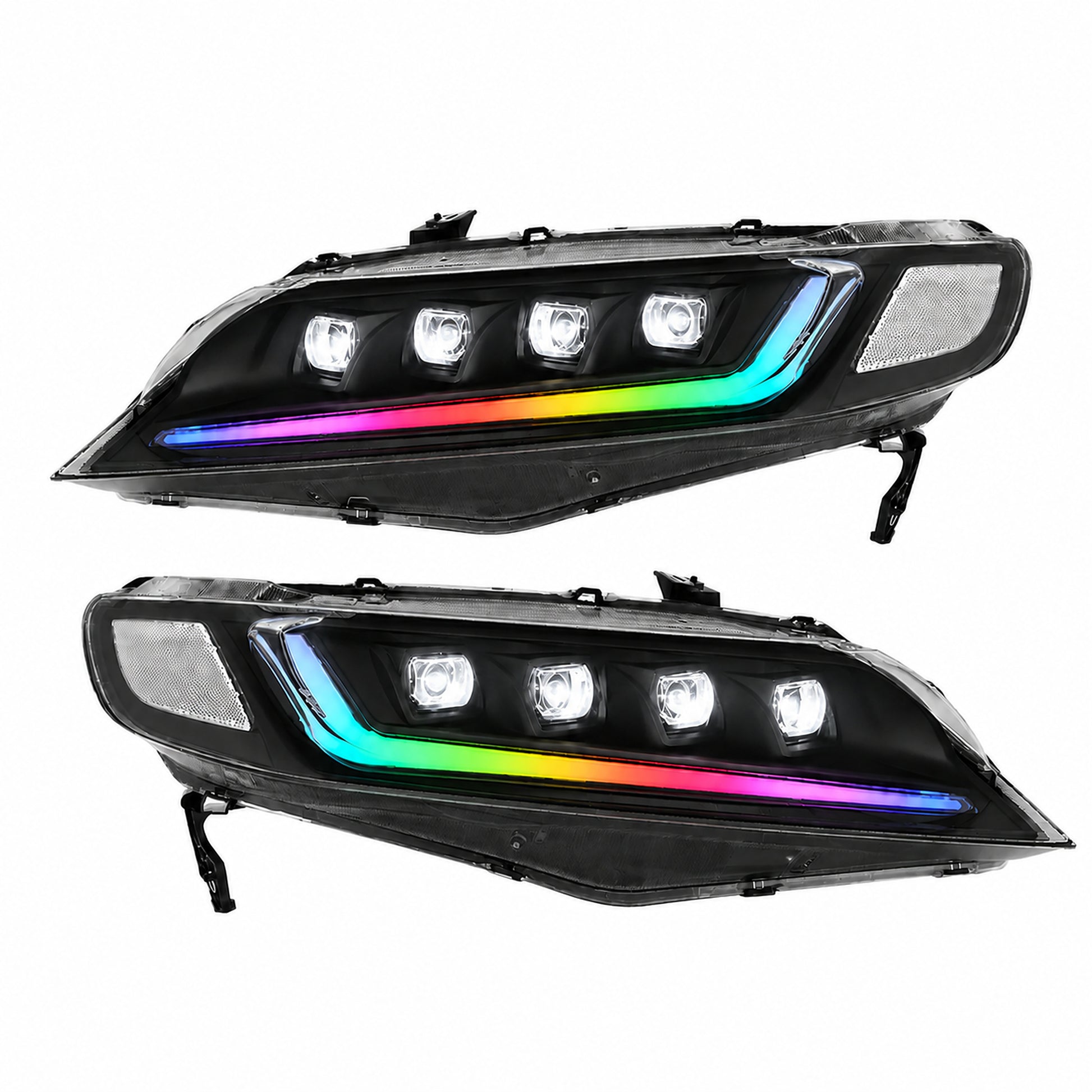 2006-2011 Honda Civic 8th Gen Sedan LED Multi Projector Headlights — product view 18 - H-CIV8-4P-RGB