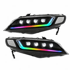 2006-2011 Honda Civic 8th Gen Sedan LED Multi Projector Headlights — product view 18 - H-CIV8-4P-RGB