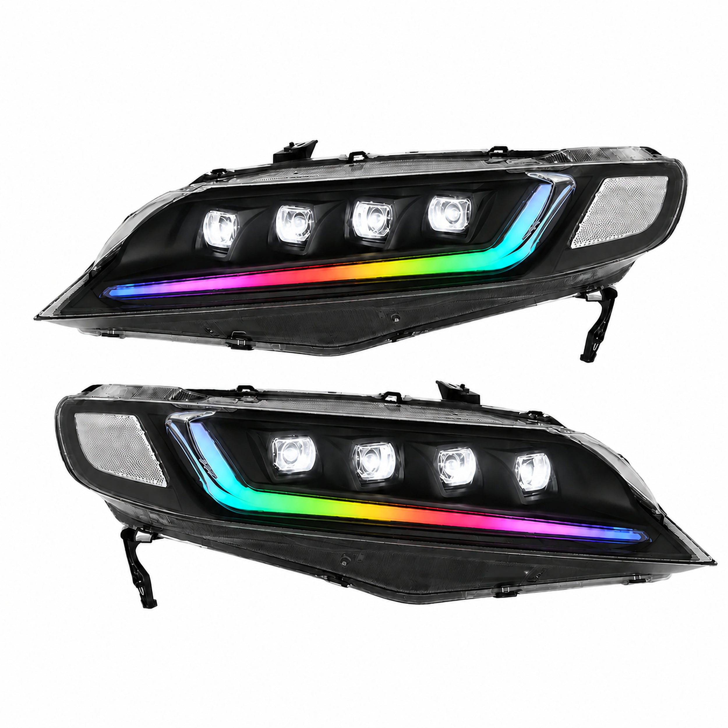2006-2011 Honda Civic 8th Gen Sedan LED Multi Projector Headlights — product view 18 - H-CIV8-4P-RGB