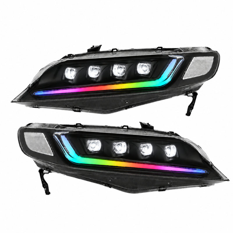 2006-2011 Honda Civic 8th Gen Sedan LED Multi Projector Headlights — product view 18 - H-CIV8-4P-RGB