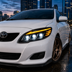 2003-2008 Toyota Corolla LED Triple Projector Headlights — close-up 2 — H-COR03