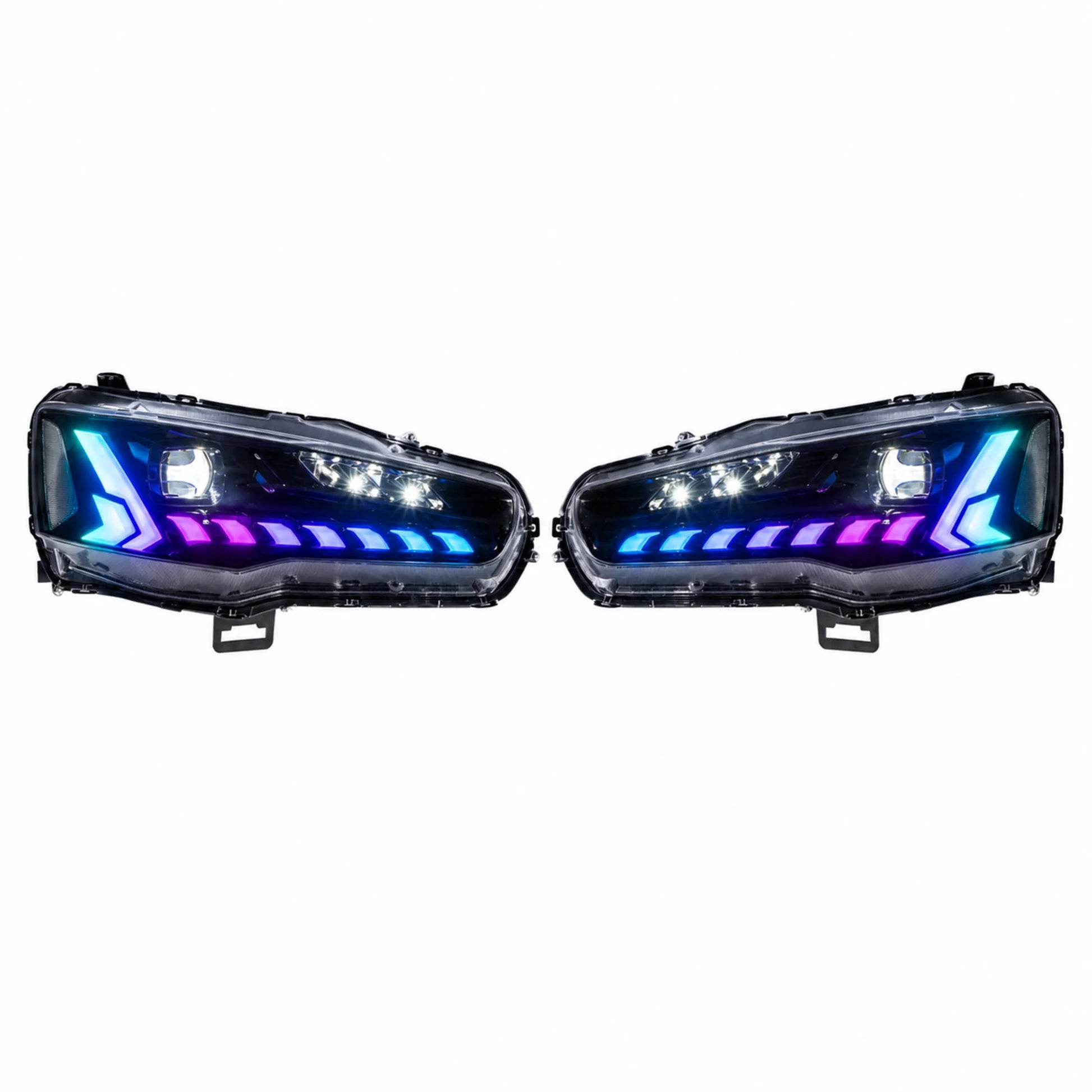 2008-2018 Mitsubishi Lancer / EVO X LED Projector Headlights — main product view — H-EVO-CRGB