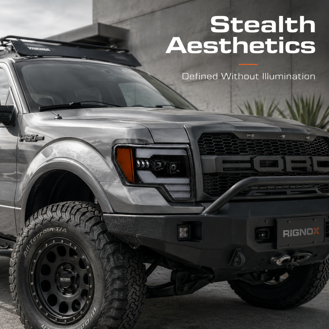 2009-2014 Ford F-150 LED Dual Projector Headlights — lens unlit detail — H-F150-09