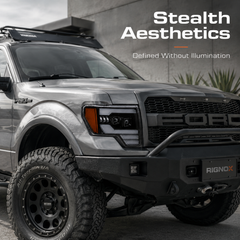 2009-2014 Ford F-150 LED Dual Projector Headlights — lens unlit detail — H-F150-09