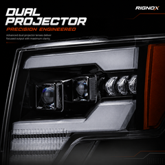 2009-2014 Ford F-150 LED Dual Projector Headlights — projector lens detail — H-F150-09