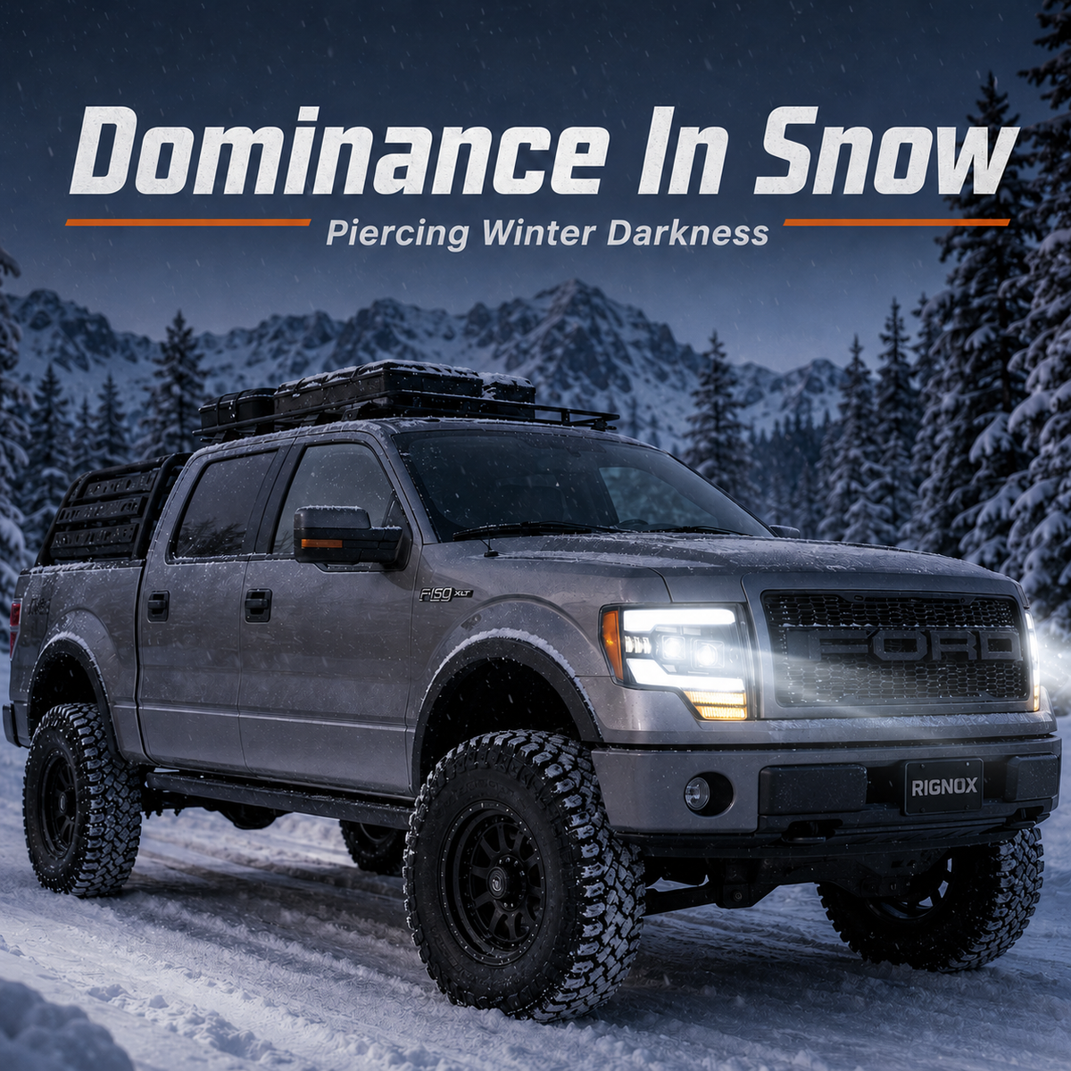 2009-2014 Ford F-150 LED Dual Projector Headlights — snow scene — H-F150-09