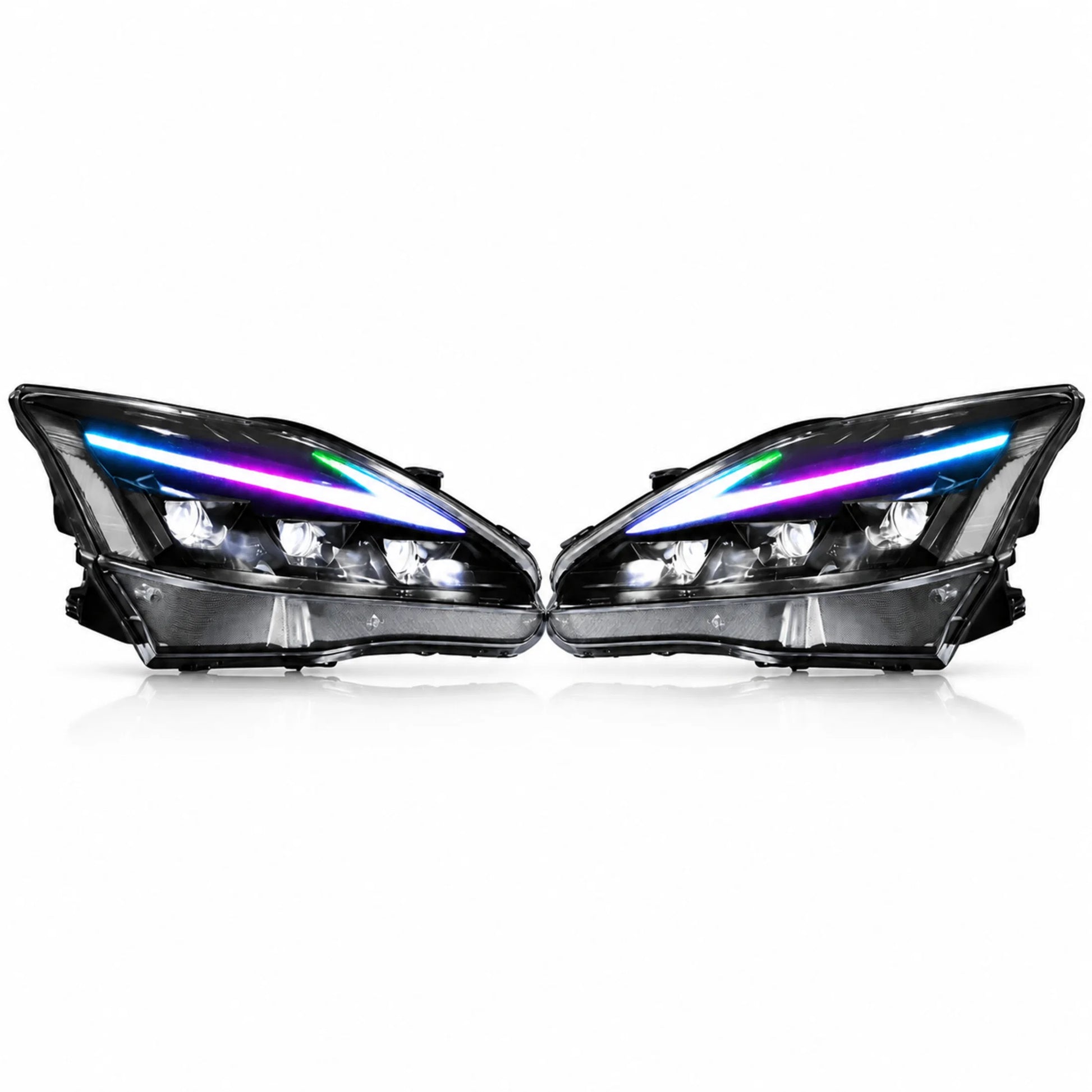 2006-2013 Lexus IS250 / IS350 / IS-F LED Triple Projector Headlights — main product view — H-IS06-CRGB