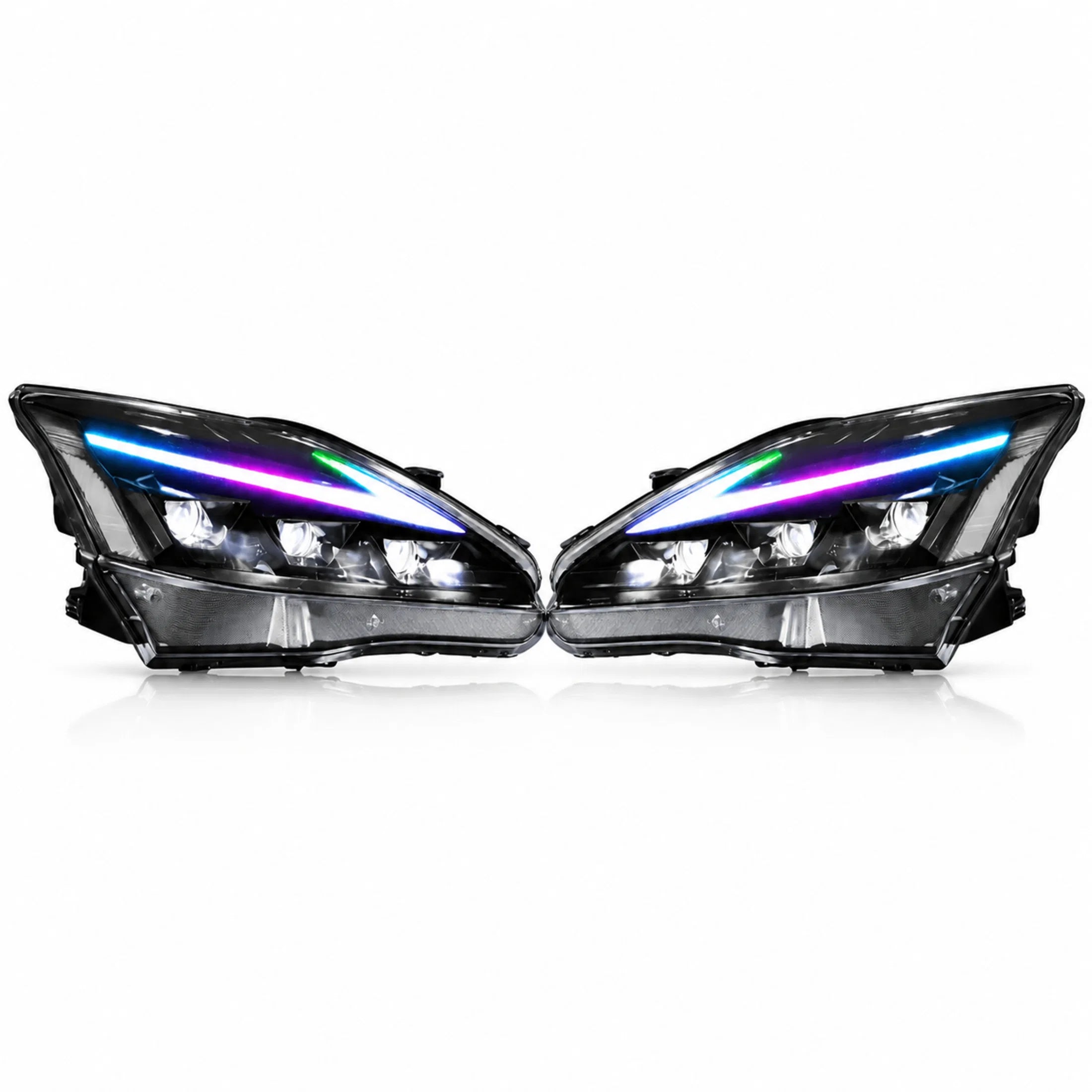2006-2013 Lexus IS250 / IS350 / IS-F LED Triple Projector Headlights — main product view — H-IS06-CRGB