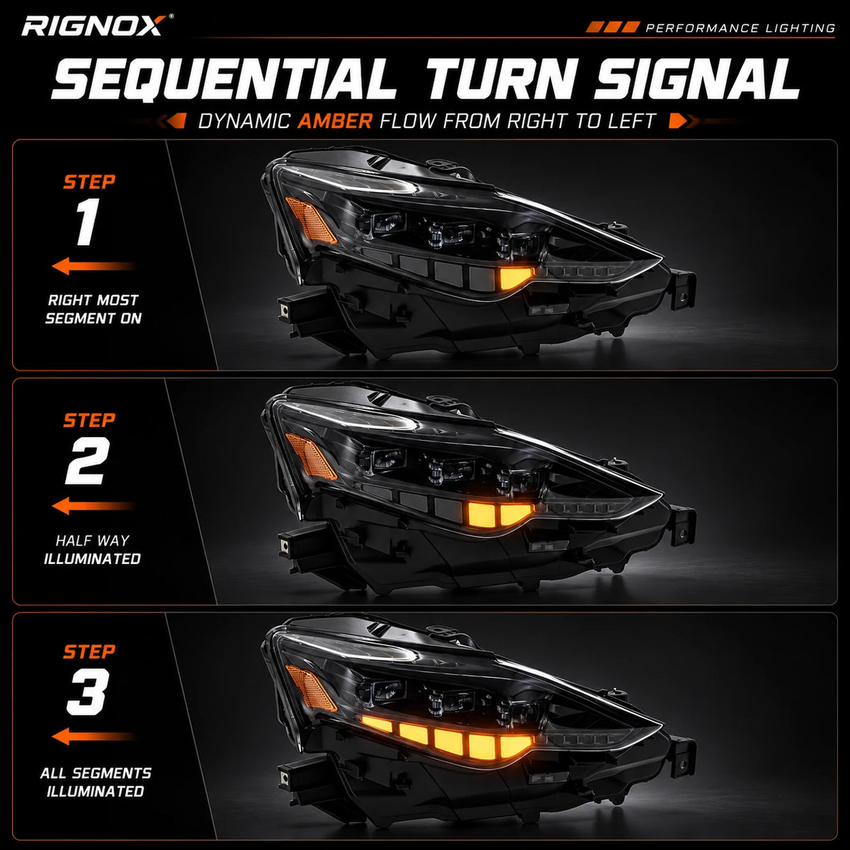 2014-2016 Lexus IS250 / IS200t / IS300 / IS350 LED Triple Projector Headlights — sequential turn signal — H-IS14