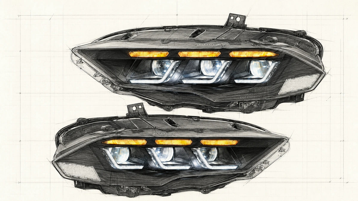 2018-2023 Ford Mustang S550 Facelift LED Triple Projector Headlights Assembly