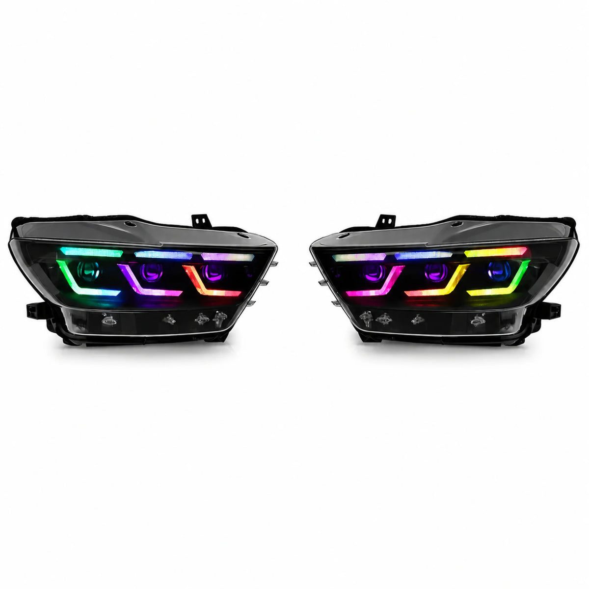 2015-2017 Ford Mustang S550 Pre-Facelift LED Triple Projector Headlights — main product view — H-MUS15-RGB