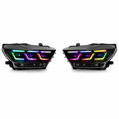 2015-2017 Ford Mustang S550 Pre-Facelift LED Triple Projector Headlights — main product view — H-MUS15-RGB