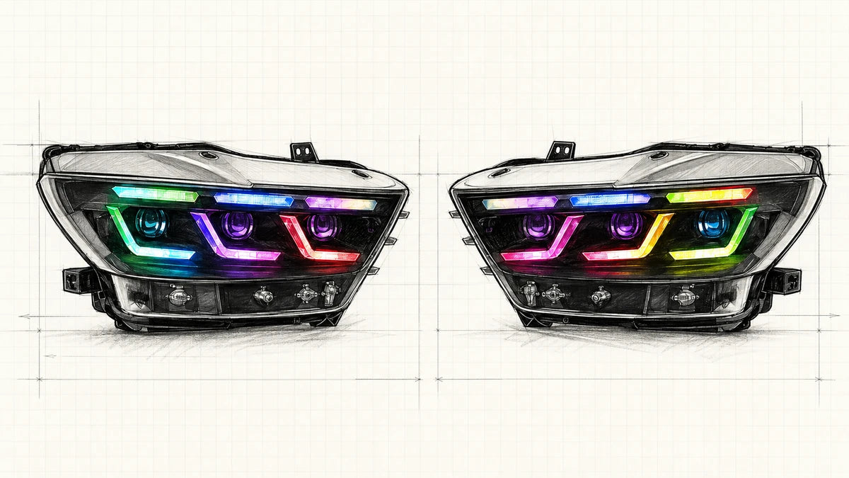 2015-2017 Ford Mustang S550 Pre-Facelift LED Triple Projector Headlights Assembly