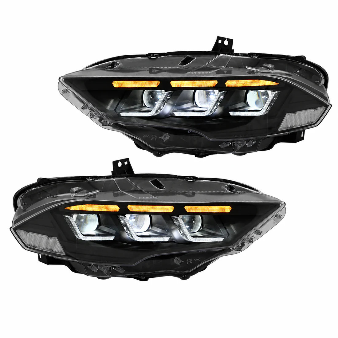 2015-2017 Ford Mustang S550 Pre-Facelift LED Triple Projector Headlights — main product view — H-MUS15