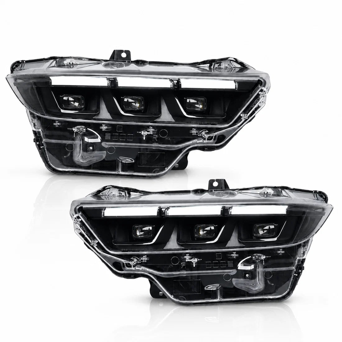 2024-2026 Ford Mustang S650 LED Triple Projector Headlights — main product view — H-MUS24-BK