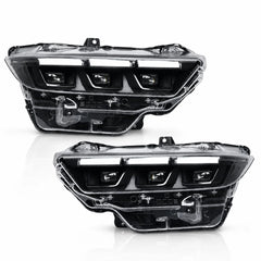 2024-2026 Ford Mustang S650 LED Triple Projector Headlights — main product view — H-MUS24-BK