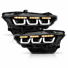 2024-2026 Ford Mustang S650 LED Triple Projector Headlights — main product view — H-MUS24-CL