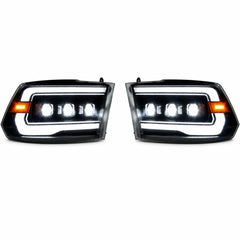 2009-2018 Ram 1500/2500/3500 and 2019-2024 Ram 1500 Classic LED Triple Projector Headlights — main product view — H-RAM09