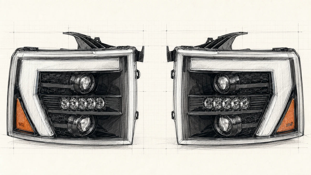 2007-2013 Chevrolet Silverado 1500 & 2007-2014 2500HD/3500HD LED Dual Projector Headlights Assembly