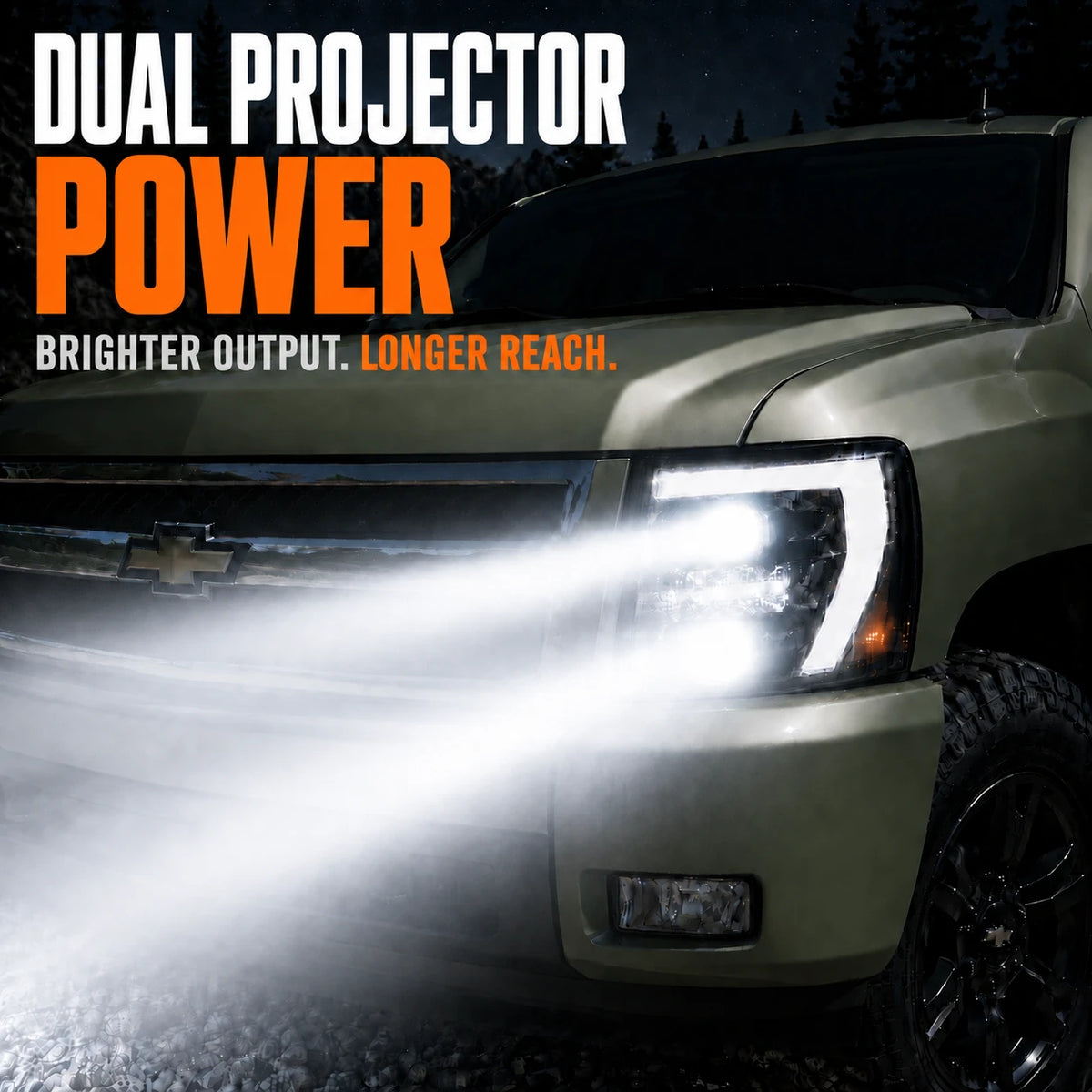2007-2013 Chevrolet Silverado 1500 and 2007-2014 2500HD/3500HD LED Dual Projector Headlights — H-SIL07