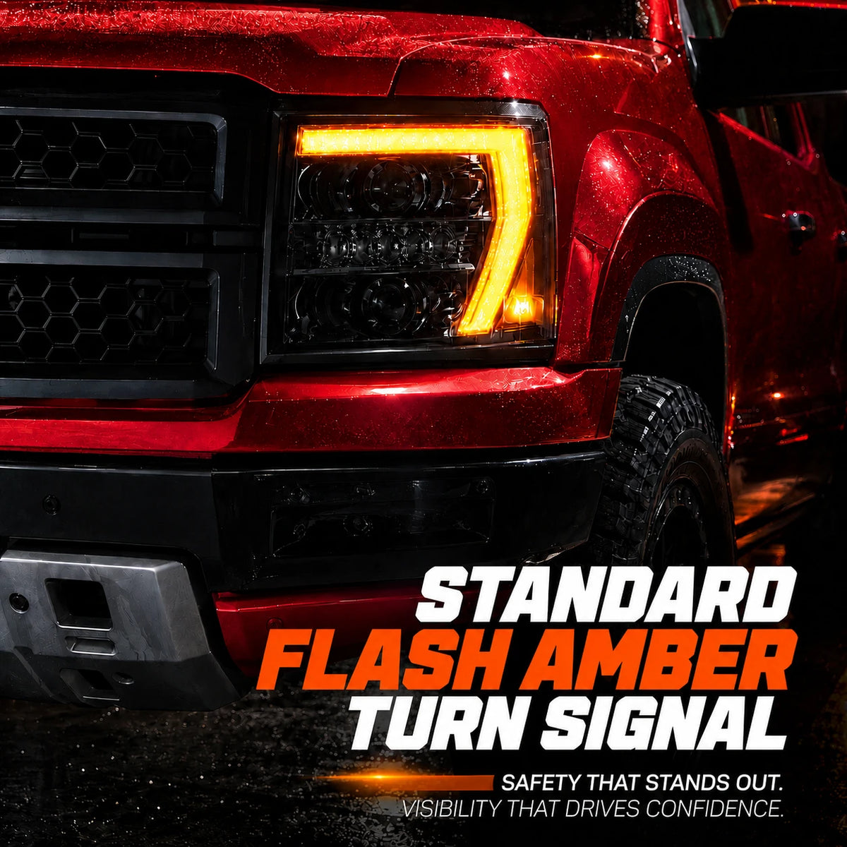 2007-2013 Chevrolet Silverado 1500 and 2007-2014 2500HD/3500HD LED Dual Projector Headlights — sequential turn signal — H-SIL07