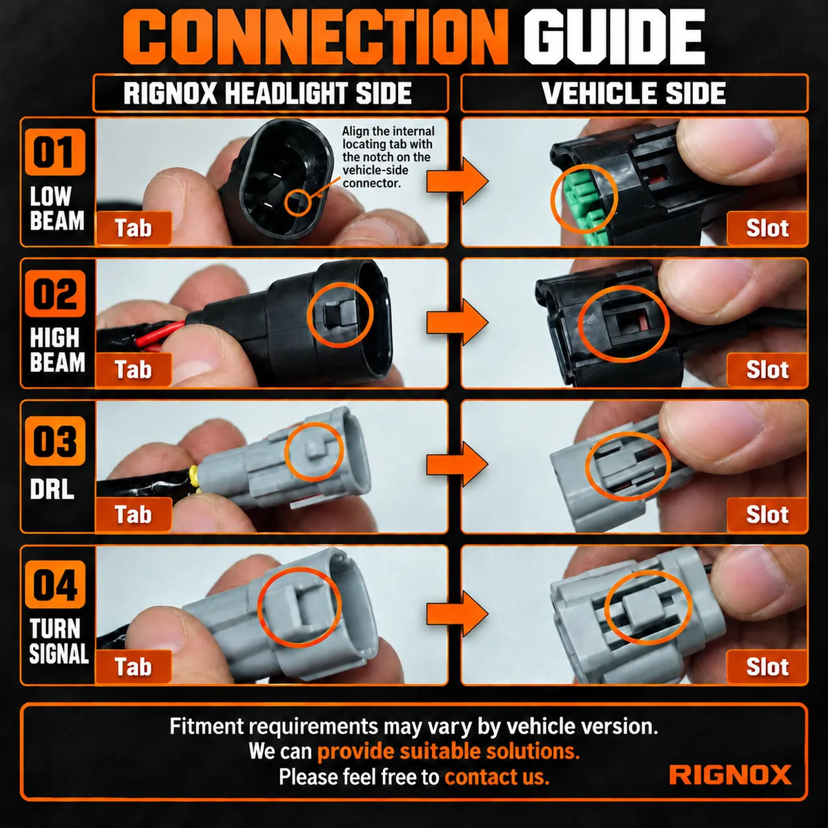 2007-2013 Toyota Tundra LED Dual Projector Headlights — connection guide — H-TUN07