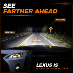 2006-2013 Lexus IS250 / IS350 / IS-F LED Triple Projector Headlights — clear amber sequential function07 - H-IS06-CW