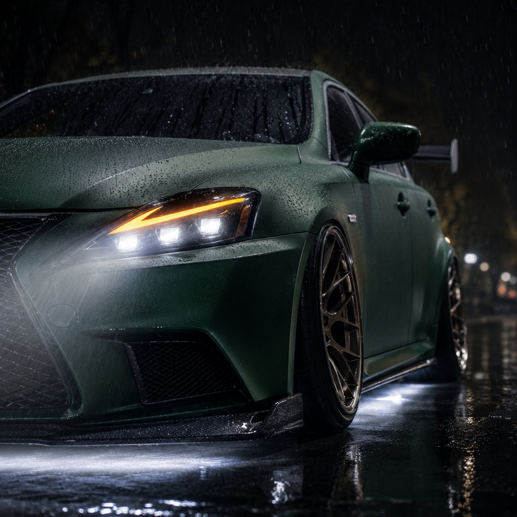 2006-2013 Lexus IS250 / IS350 / IS-F LED Triple Projector Headlights — clear amber sequential scene10 - H-IS06-CW