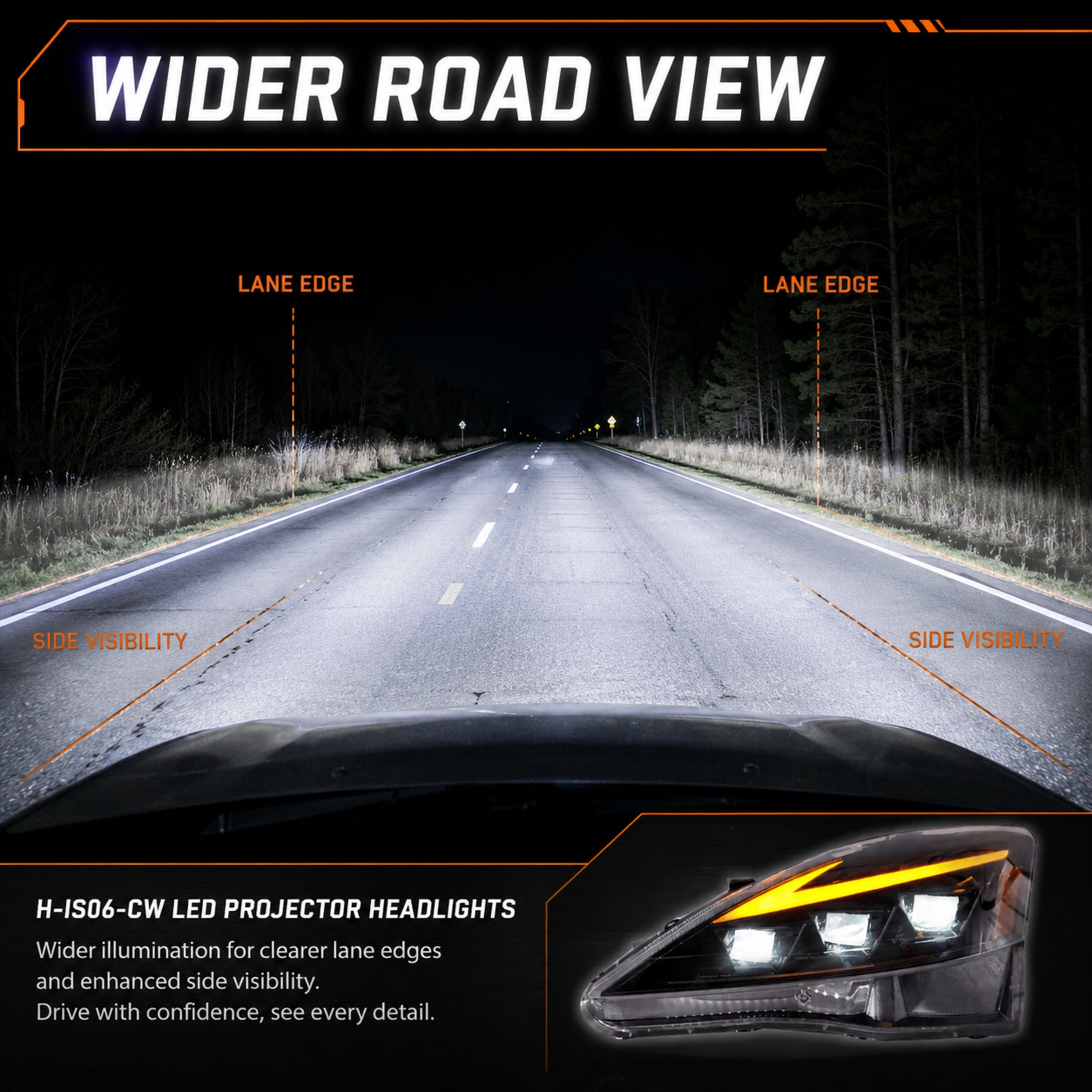 2006-2013 Lexus IS250 / IS350 / IS-F LED Triple Projector Headlights — clear amber sequential supplement15 - H-IS06-CW