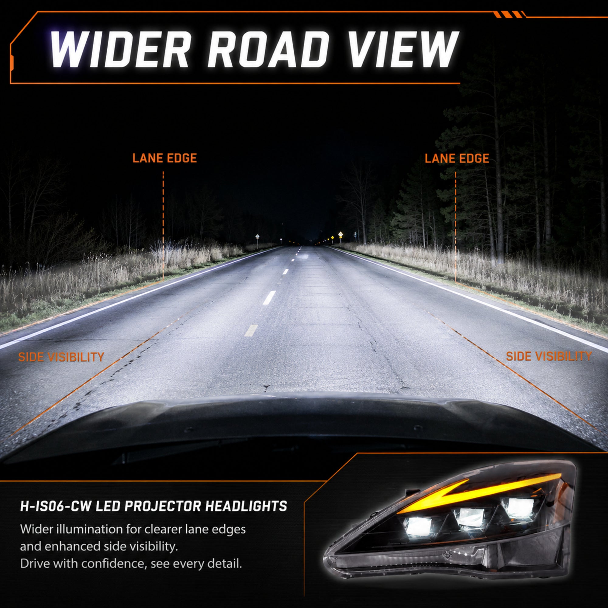 2006-2013 Lexus IS250 / IS350 / IS-F LED Triple Projector Headlights — clear amber sequential supplement15 - H-IS06-CW