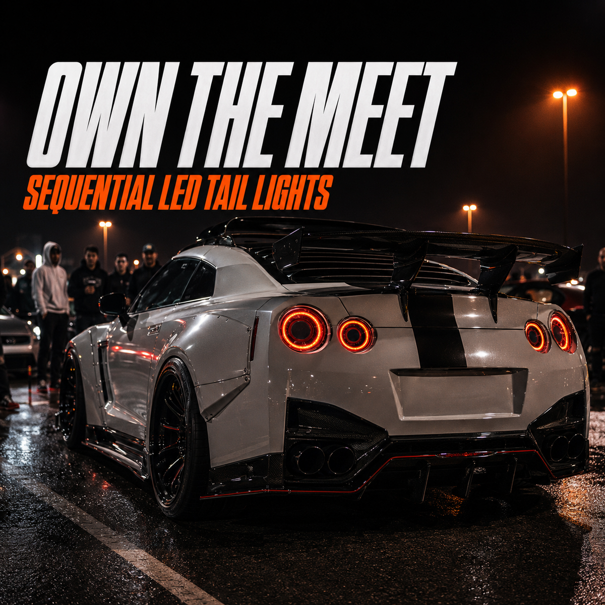 2008-2024 Nissan GT-R R35 Sequential LED Tail Lights NISMO Style — car meet scene 1 — T-GTR-SW