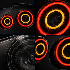 2008-2024 Nissan GT-R R35 Sequential LED Tail Lights NISMO Style — detail collage — T-GTR-SW